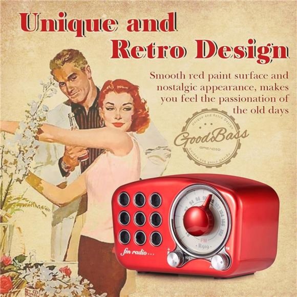 Retro Bluetooth Speaker, Vintage Radio-Greadio FM Radio with Old Fashioned - Picture 3 of 6